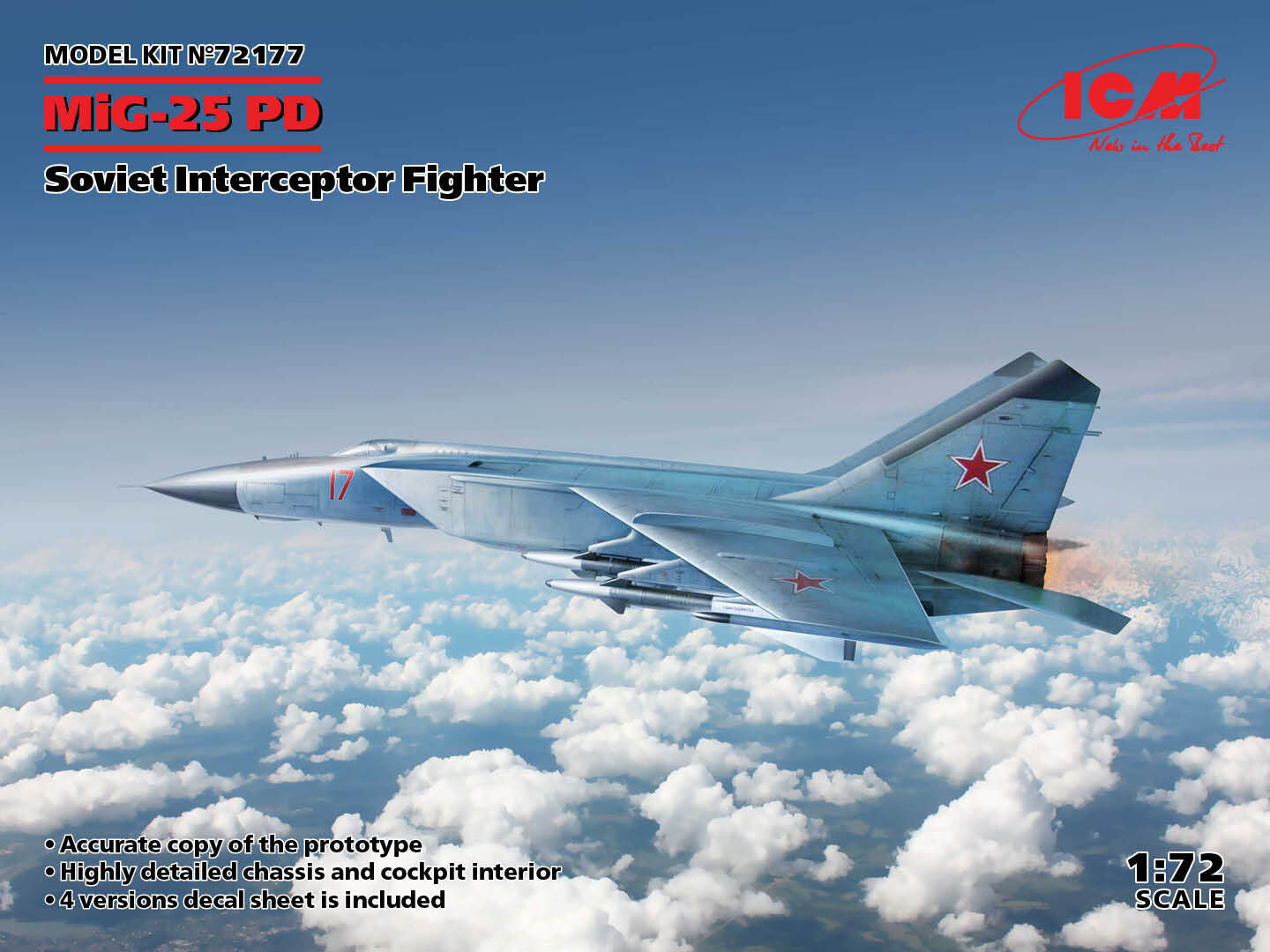 ICM 1/72 MiG-25PD Soviet Interceptor Fighter Plastic Model Kit