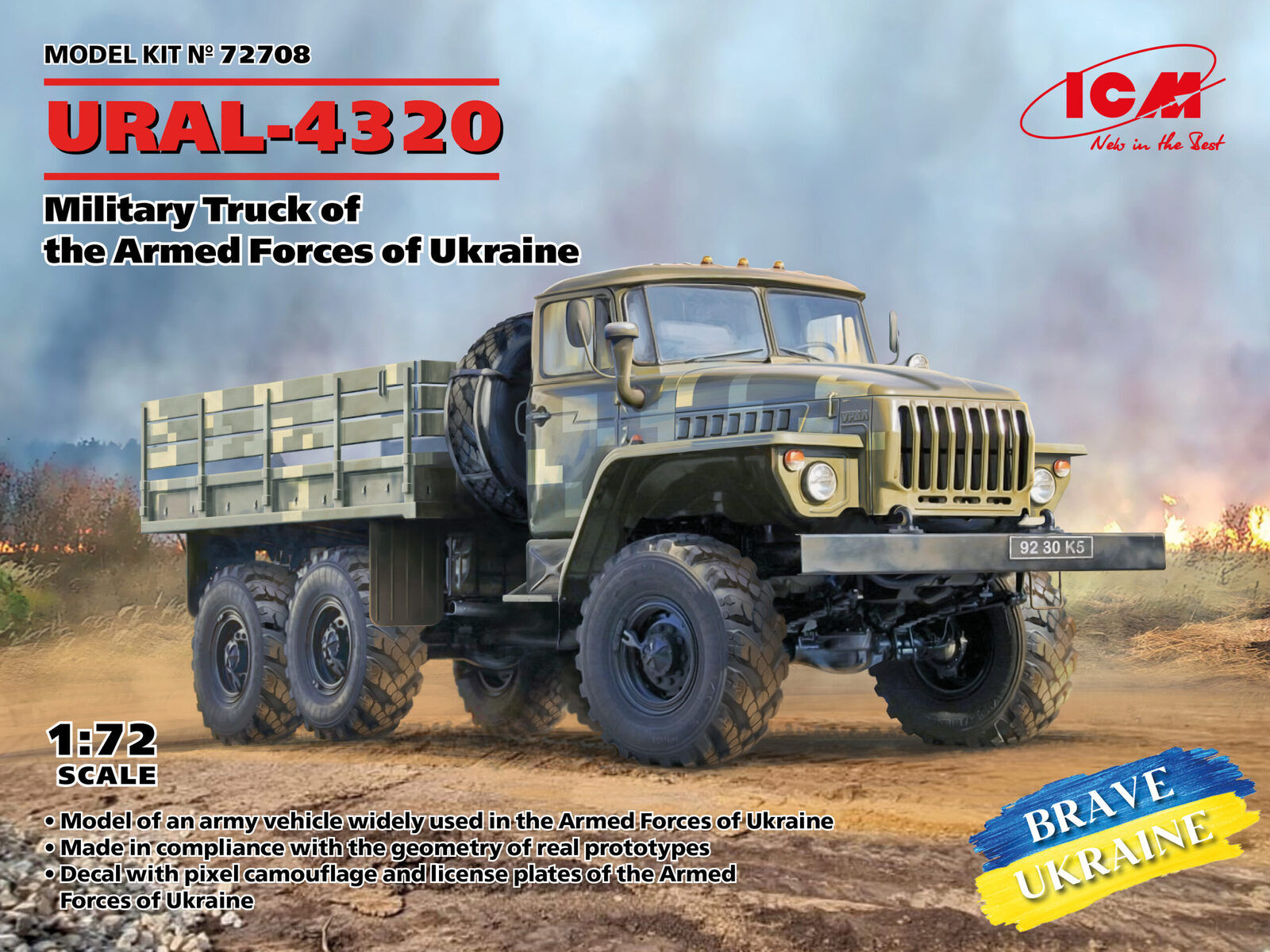 ICM 1/72 URAL-4320 Military Truck of the Armed Forces of Ukraine Plastic Model Kit