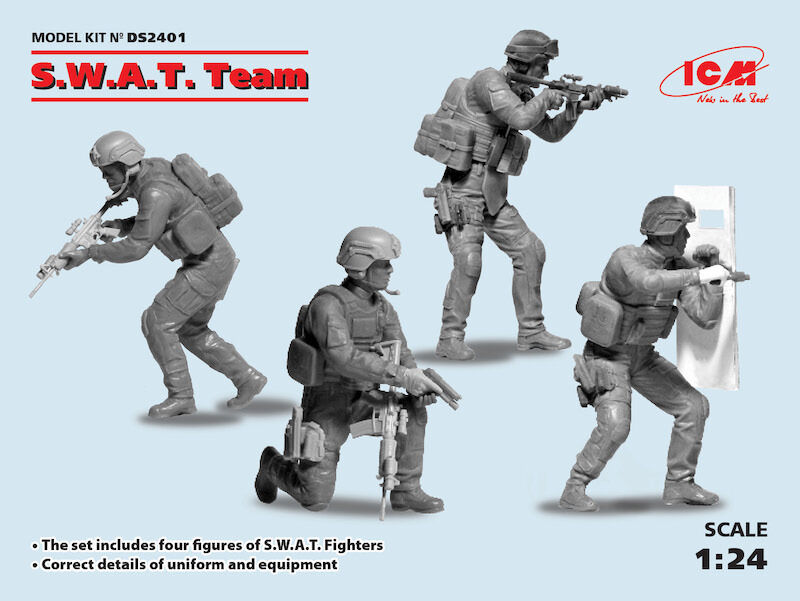 ICM 1/24 S.W.A.T. Team (4 Figures) Plastic Model Kit Diorama Set