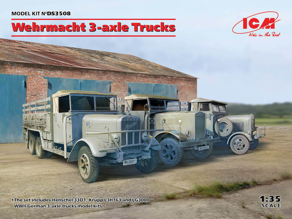 ICM 1/35 Wehrmacht 3-axle Trucks Plastic Model Kit Diorama Set