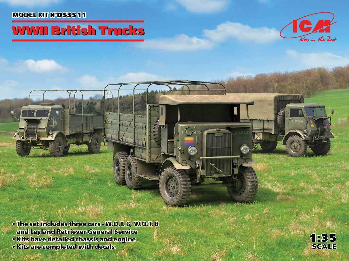 ICM 1/35 WWII British Trucks Plastic Model Kit Diorama Set