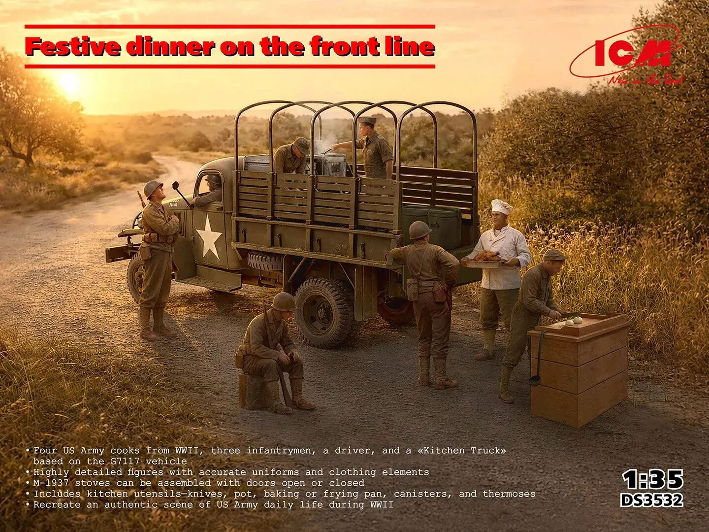 ICM 1/35 Festive Dinner on the Front Line Plastic Model Kit Diorama Set