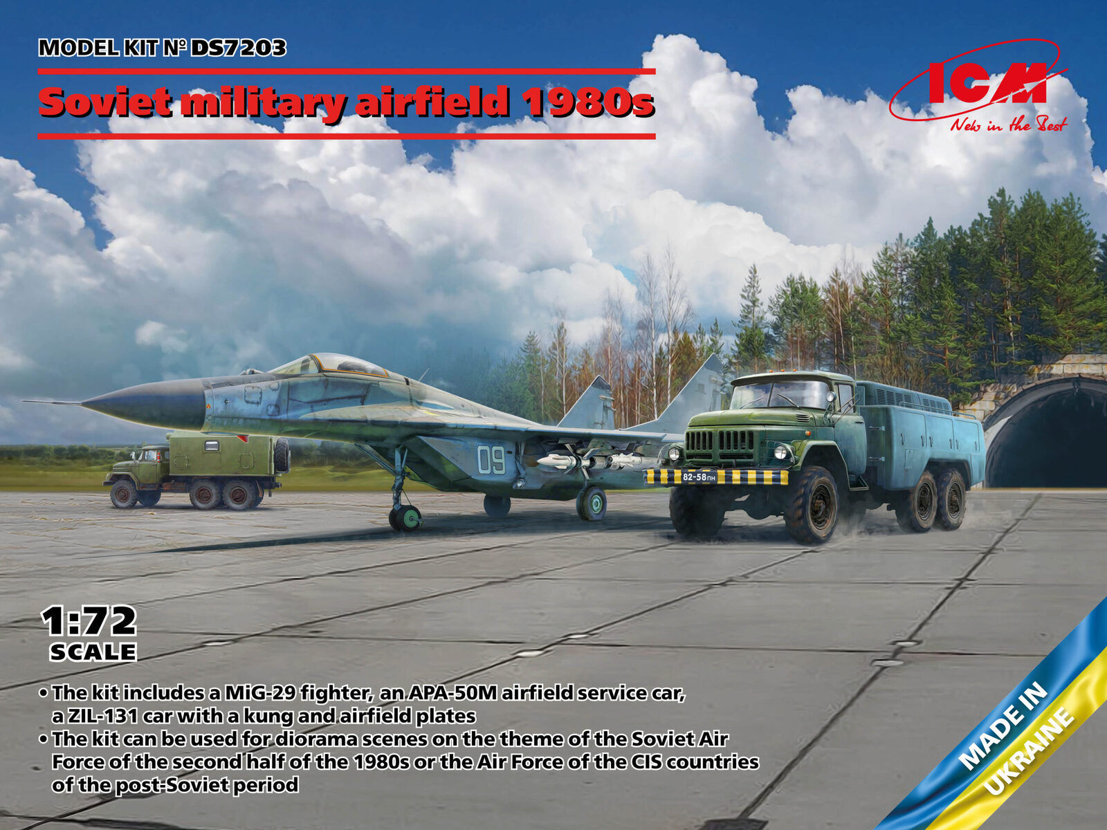 ICM 1/72 Soviet military airfield 1980s Plastic Model Kit Diorama Set