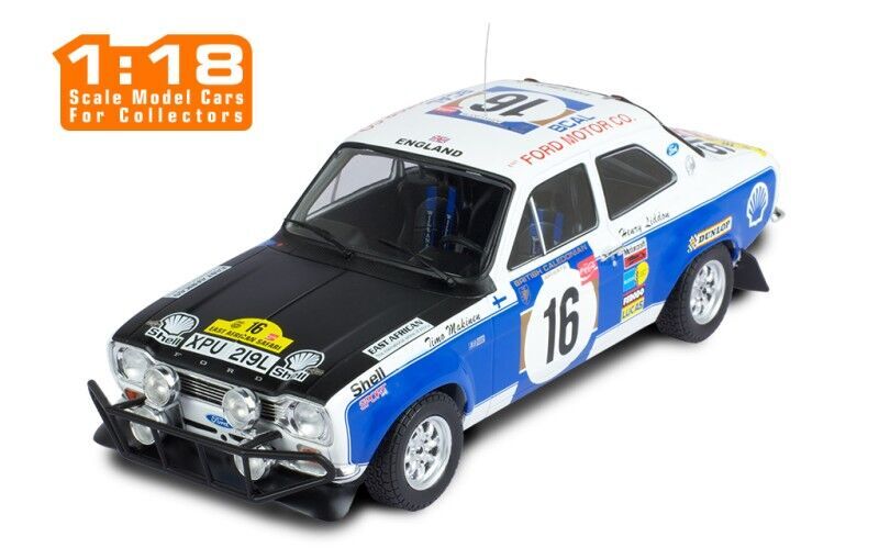 IXO Models 1/18 Ford Escort MK1 RS 1600 #16 T.Mkinen - H.Liddon Safari Rally 1973