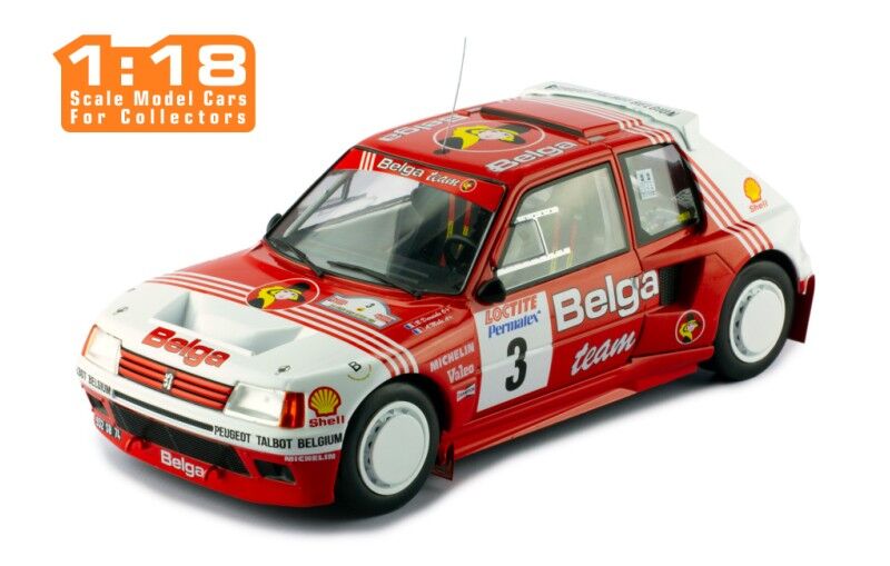 IXO Models 1/18 Peugeot 205 T16 #3 B.Darniche - A.Mahe Rally Ypres 1985