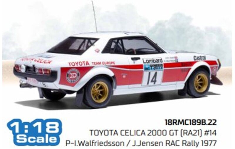 IXO Models 1/18 Toyota Celica 2000 GT (RA21) #14 - P-I.Walfriedsson - J.Jensen Rac Rally 1977