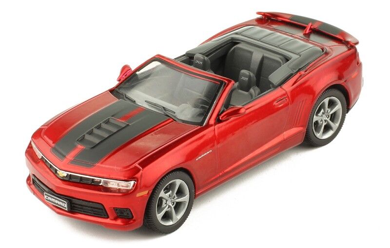 IXO Models 1/43 Chevrolet Camaro 2014 Convertible Metallic Dark Red With Stripes On Bonnet