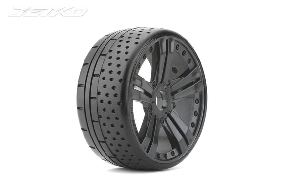 JKO1102CBUSGB Jetko 1/8 GT HOT DOT Tyres (Claw Rim/Black/Ultra Soft/Belted) (2pcs) [1102CBUSGB] Jetko