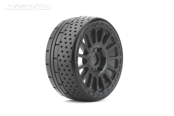 JKO1102RBMSGB Jetko 1/8 GT HOT DOT Tyres (Radia Rim/Black/Medium Soft/Belted) (2pcs) [1102RBMSGB]