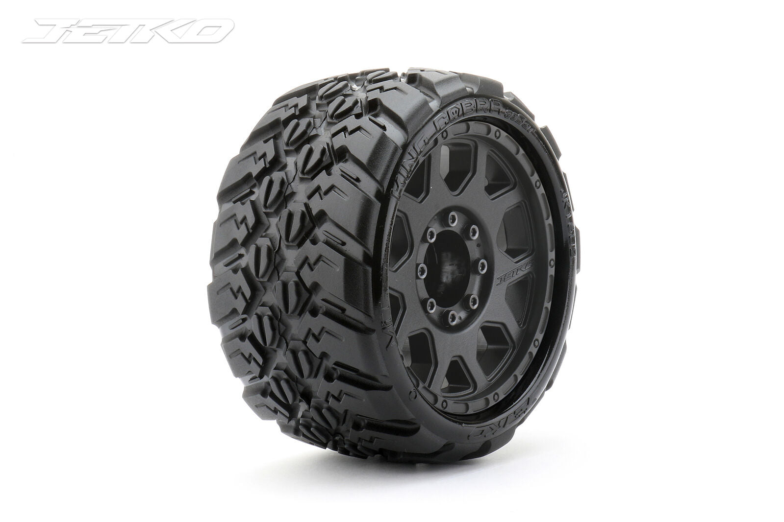 Jetko 1/8 SGT 3.8 EX-KING COBRA Tyres (Claw Rim/Black/Med Soft/Belted)