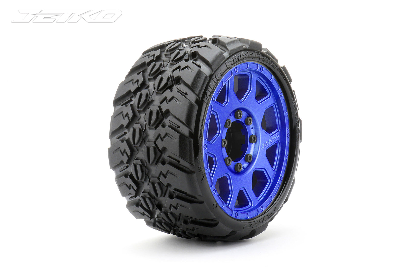 JKO1602CLMSGBB1 Jetko 1/8 SGT 3.8 EX-KING COBRA Tyres (Claw Rim/Metal Blu/Med Soft/Belted/17mm 0 o/s) [1602CLMSGBB1] Jetko