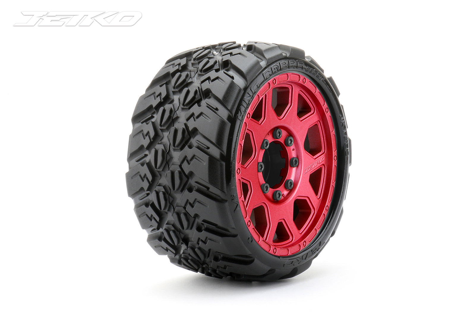 JKO1602CRMSGBB1 Jetko 1/8 SGT 3.8 EX-KING COBRA Tyres (Claw Rim/Metal Red/Med Soft/Belted/17mm 0 o/s) [1602CRMSGBB1] Jetko