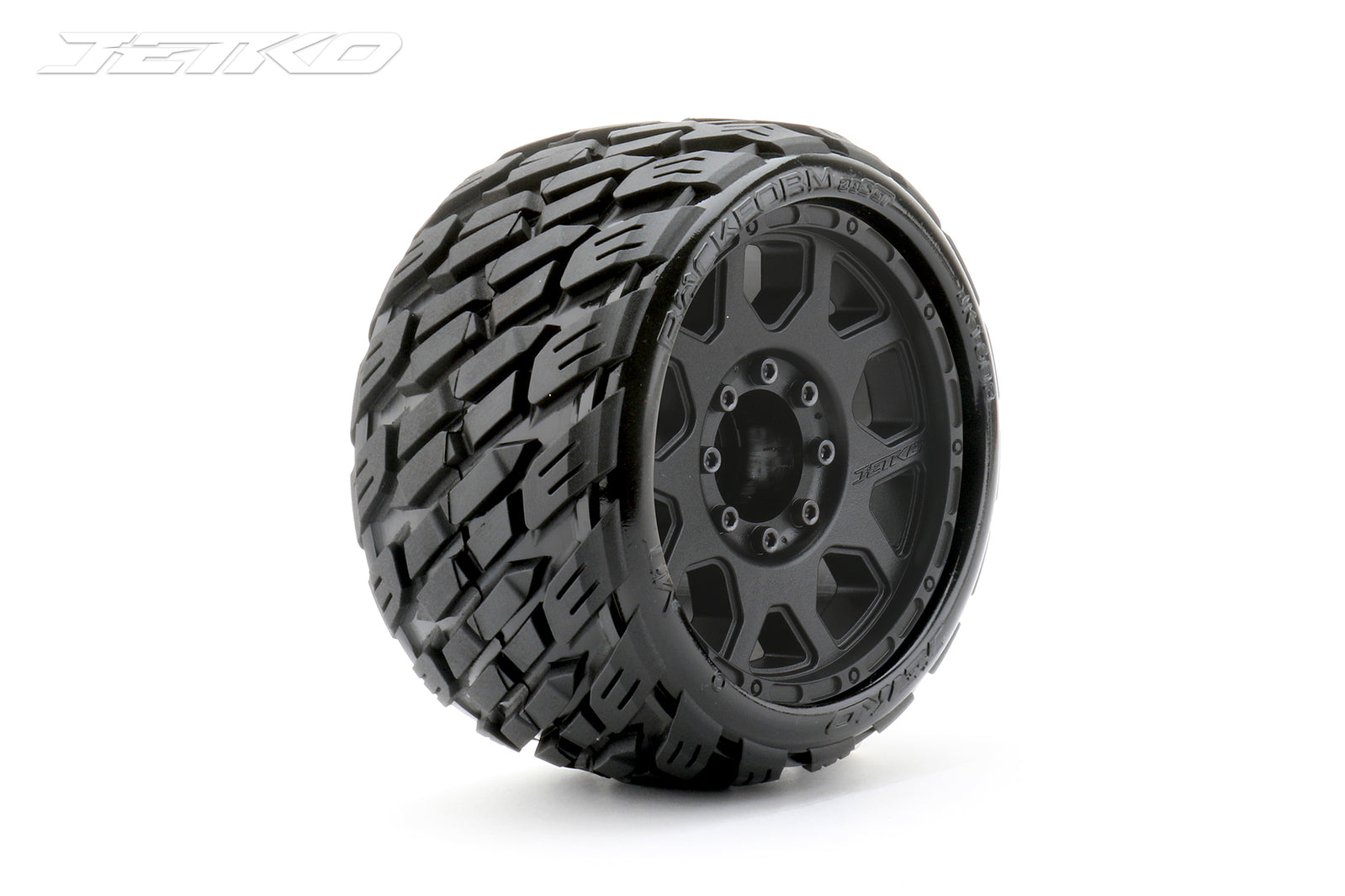 JKO1603CBMSGBB3 Jetko 1/8 SGT 3.8 EX-ROCKFORM Tyres (Claw Rim/Black/Medium Soft/Belted/12mm) [1603CBMSGBB3] Jetko