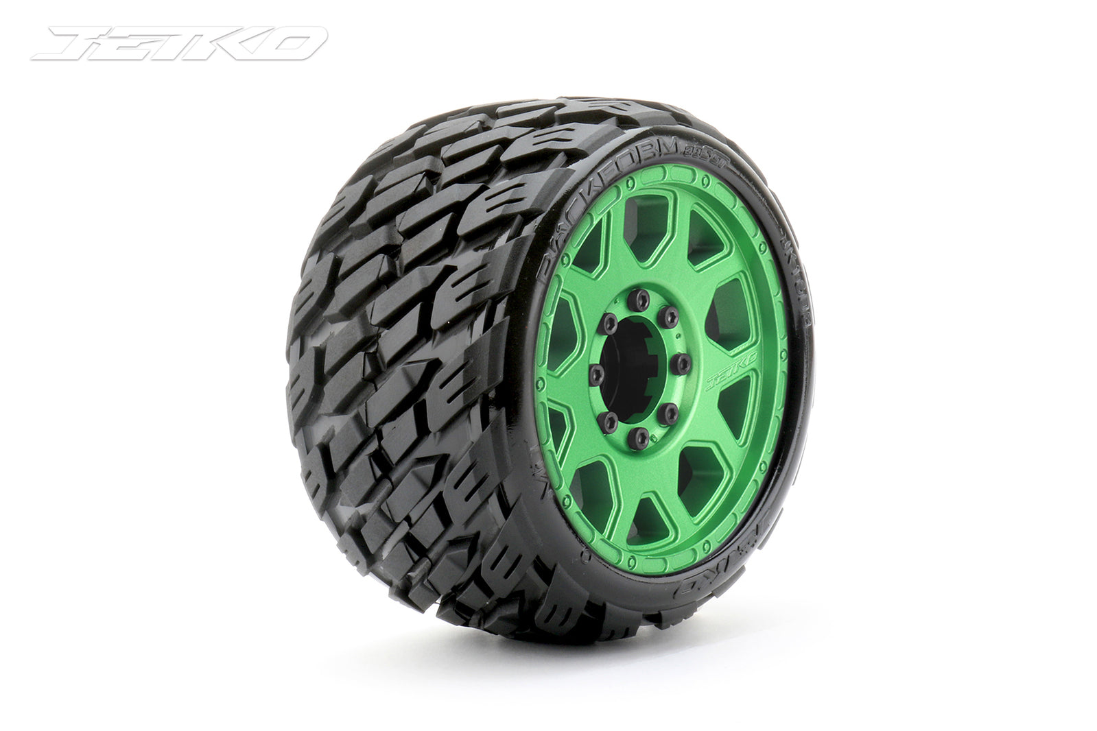 JKO1603CGMSGBB1 Jetko 1/8 SGT 3.8 EX-ROCKFORM Tyres (Claw Rim/Metal Green/Med Soft/Belted/17mm 0 o/s) [1603CGMSGBB1] Jetko