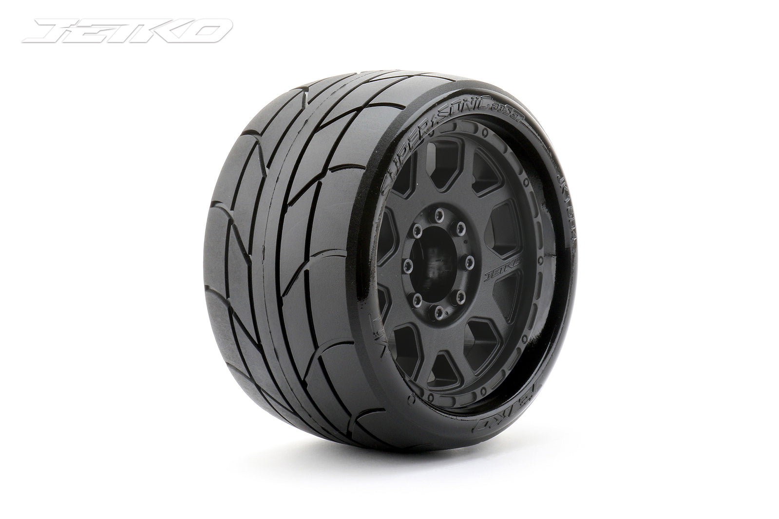 JKO1604CBMSGBB1 Jetko 1/8 SGT 3.8 EX-SUPER SONIC Tyres (Claw Rim/Black/Med Soft/Belted/17mm 0 o/s) [1604CBMSGBB1] Jetko