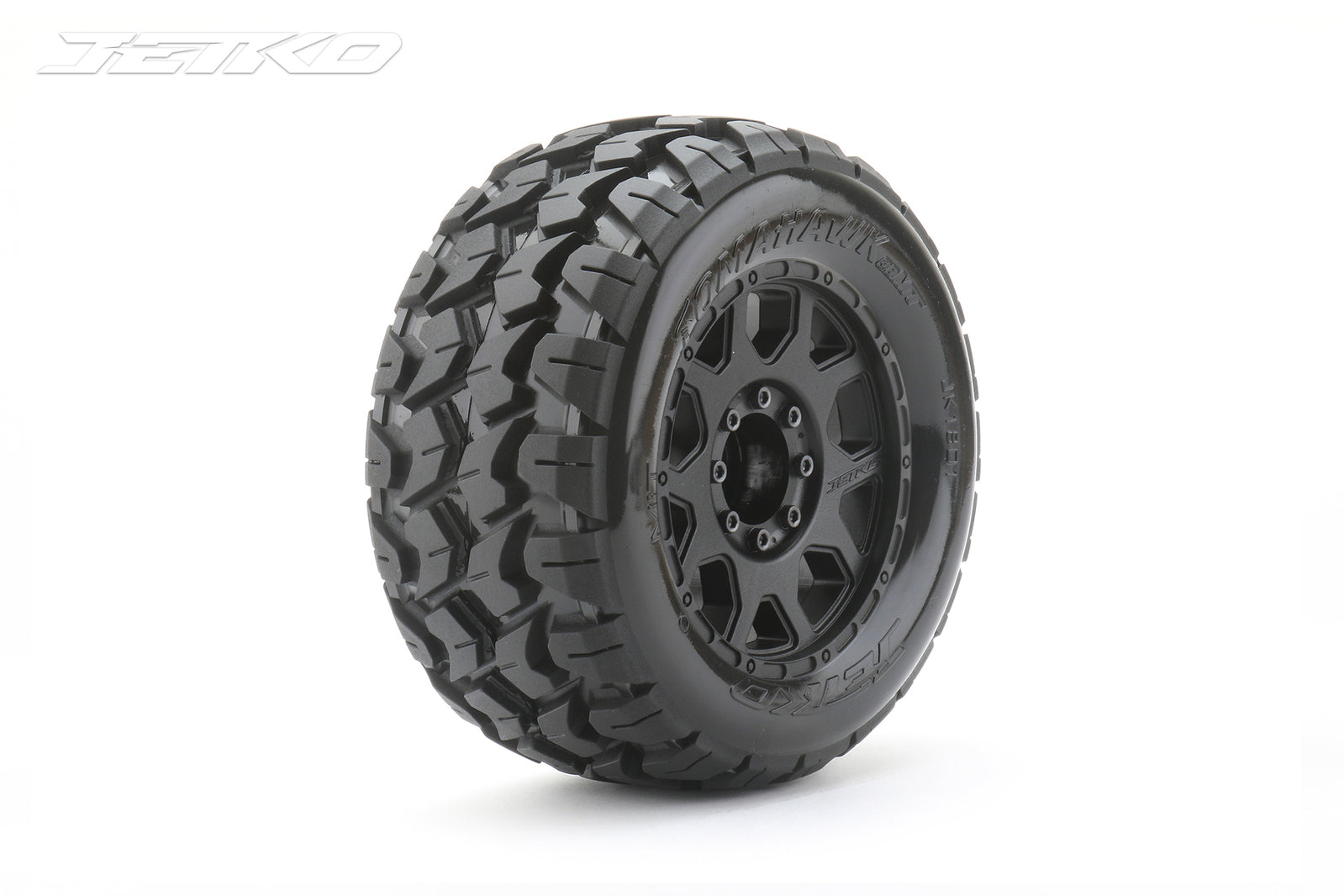 JKO1801CBMSGBB2 Jetko 1/8 MT 3.8 EX-TOMAHAWK Tyres (Claw Rim/Black/Medium Soft/Belted/17mm 1/2 o/s) [1801CBMSGBB2] Jetko
