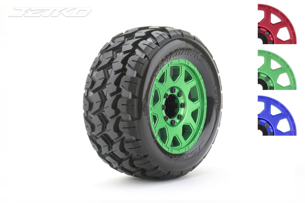 JKO1801CGMSGBB1 Jetko 1/8 MT 3.8 EX-TOMAHAWK Tyres (Claw Rim/Metal Green/Med Soft/Belted/17mm 0 o/s) [1801CGMSGBB1]