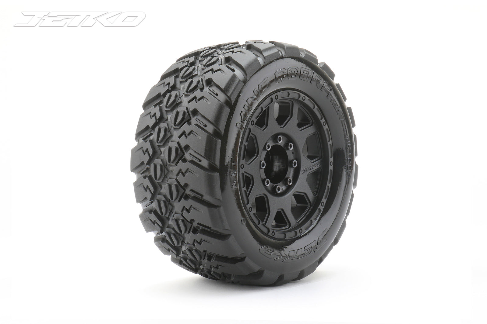 JKO1802CBMSGBB1 Jetko 1/8 MT 3.8 EX-KING COBRA Tyres (Claw Rim/Black/Medium Soft/Belted/17mm 0 o/s) [1802CBMSGBB1] Jetko