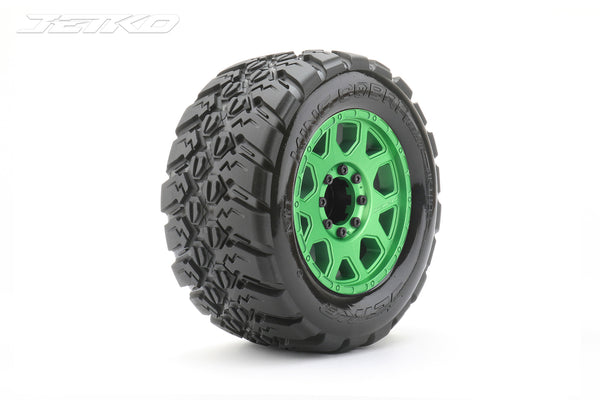 JKO1802CGMSGBB1 Jetko 1/8 MT 3.8 EX-KING COBRA Tyres (Claw Rim/Metal Grn/Med Soft/Belted/17mm 0 o/s) [1802CGMSGBB1]