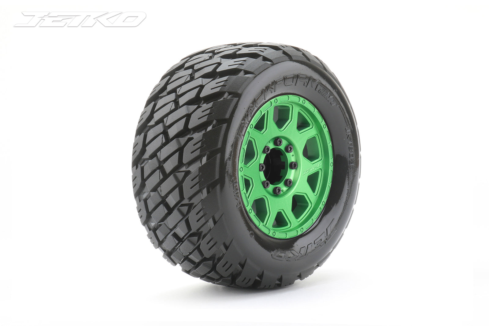 JKO1803CGMSGBB1 Jetko 1/8 MT 3.8 EX-ROCKFORM Tyres (Claw Rim/Metal Green/Med Soft/Belted/17mm 0 o/s) [1803CGMSGBB1] Jetko