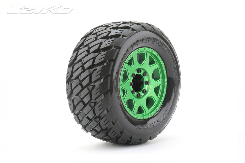 JKO1803CGMSGBB1 Jetko 1/8 MT 3.8 EX-ROCKFORM Tyres (Claw Rim/Metal Green/Med Soft/Belted/17mm 0 o/s) [1803CGMSGBB1]