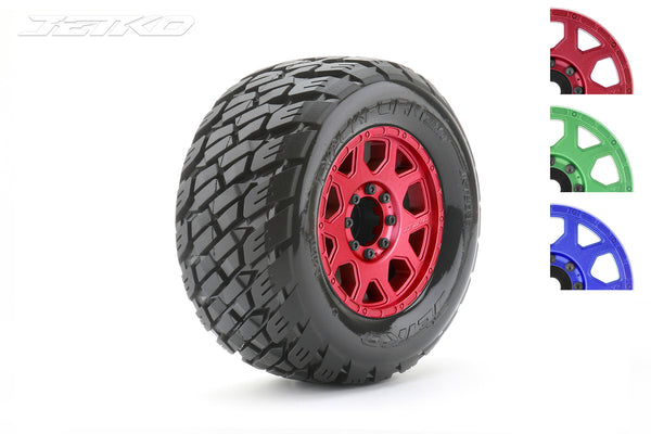 JKO1803CRMSGBB1 Jetko 1/8 MT 3.8 EX-ROCKFORM Tyres (Claw Rim/Metal RED/Med Soft/Belted/17mm 0 o/s) [1803CRMSGBB1]