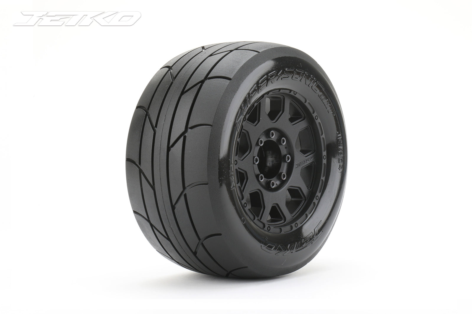 JKO1804CBMSGBB1 Jetko 1/8 MT 3.8 EX-SUPER SONIC Tyres (Claw Rim/Black/Med Soft/Belted/17mm 0 o/s) [1804CBMSGBB1] Jetko