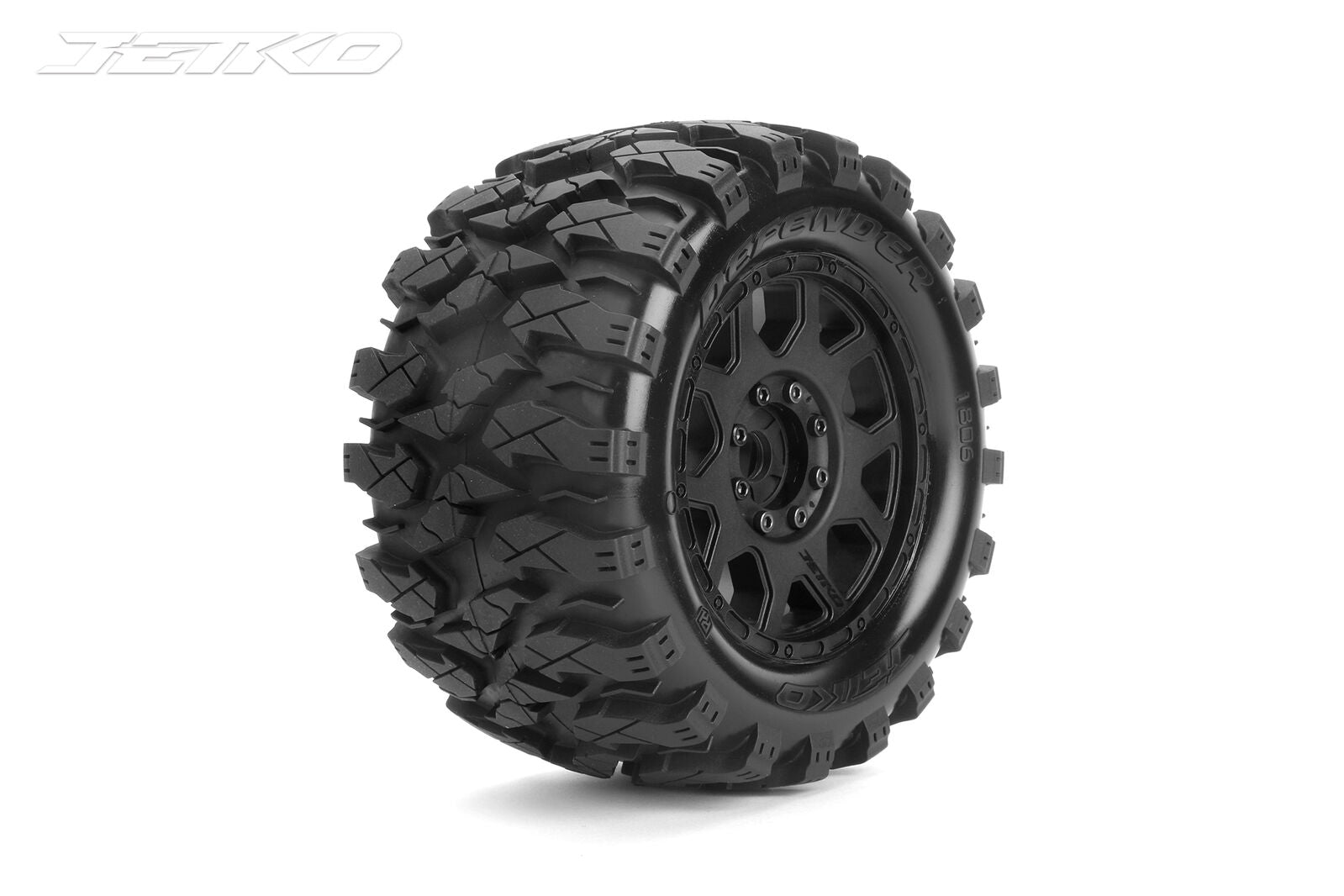 Jetko 1/8 MT 3.8 DEFENDER/Claw Rim/Black/Medium Soft/Glued/Belted
