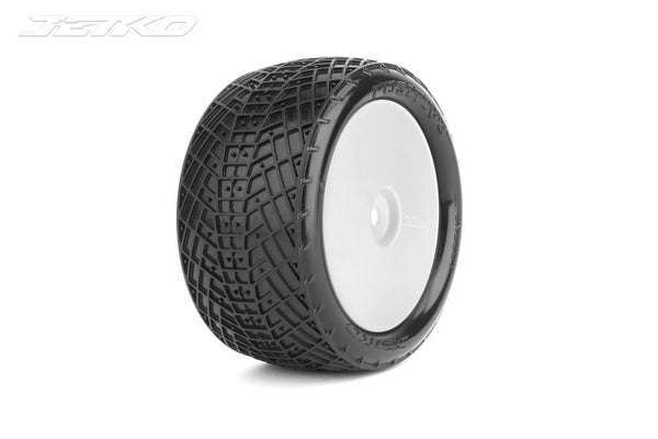 JKO2007DWMSG Jetko Positive 1/10 Rear Buggy Mounted Tires Medium Soft (Pre-Glued)