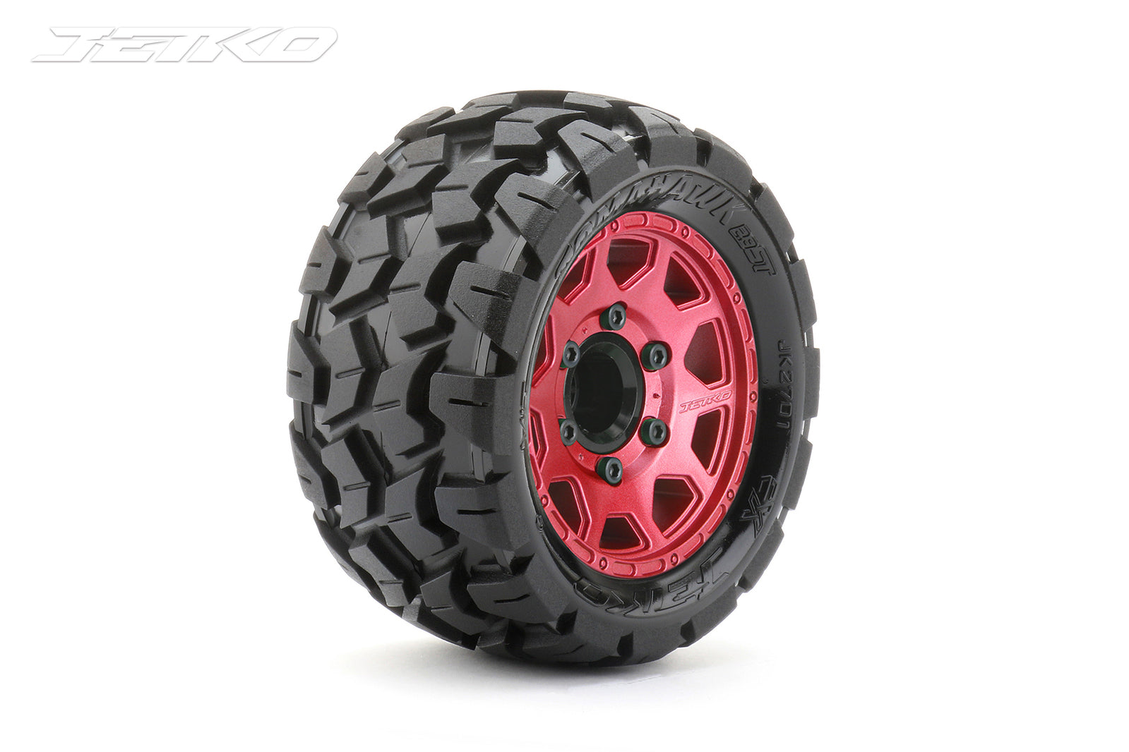 JKO2701CRMSGNB1 Jetko 1/10 ST 2.8 EX-TOMAHAWK Tyres (Claw Rim/Metal Red/Medium Soft/12mm 0 o/s) [2701CRMSGNB1] Jetko