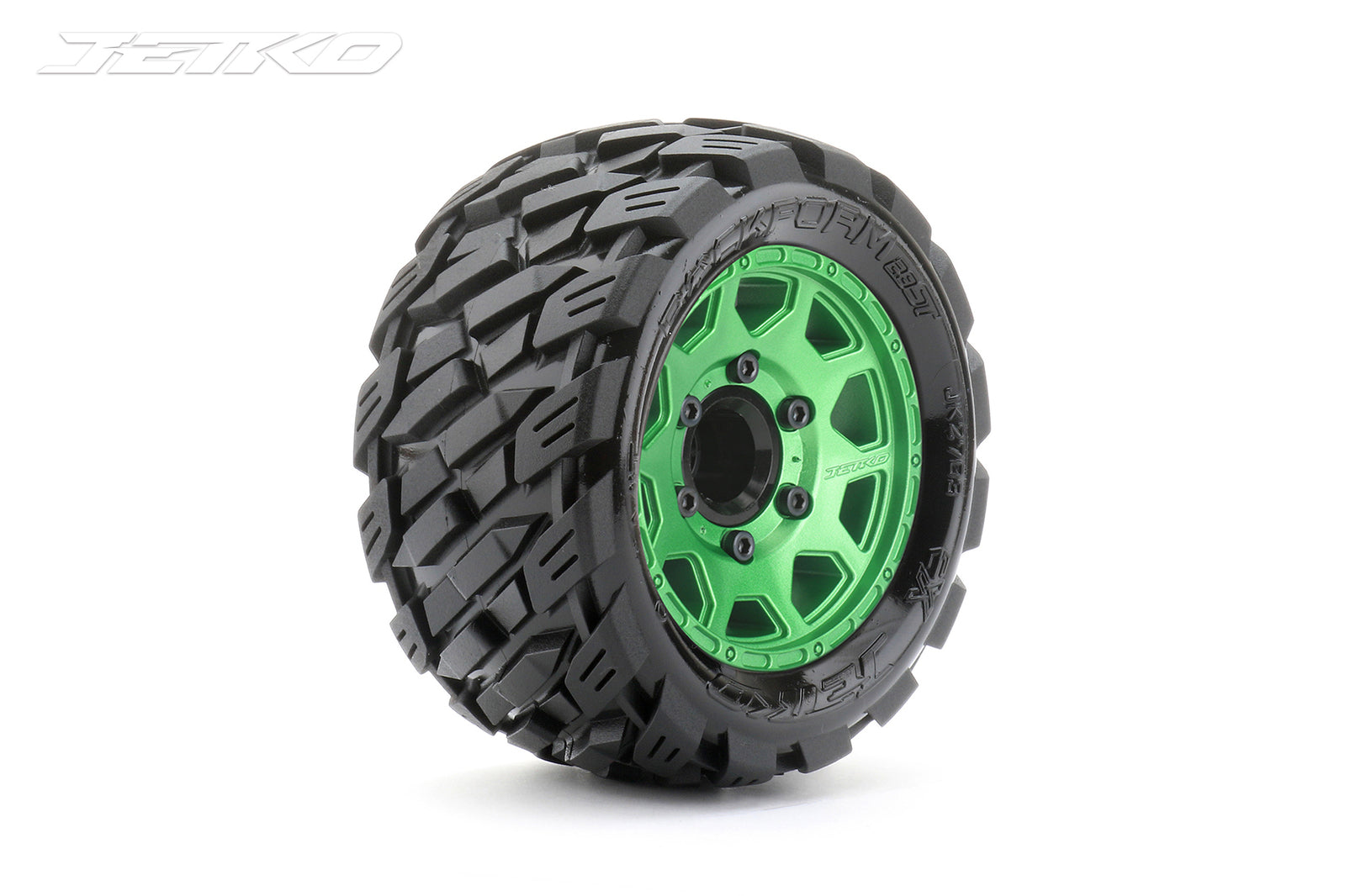 JKO2703CGMSGNB1 Jetko 1/10 ST 2.8 EX-ROCKFORM Tyres (Claw Rim/Metal Green/Medium Soft/12mm 0 o/s) [2703CGMSGNB1] Jetko