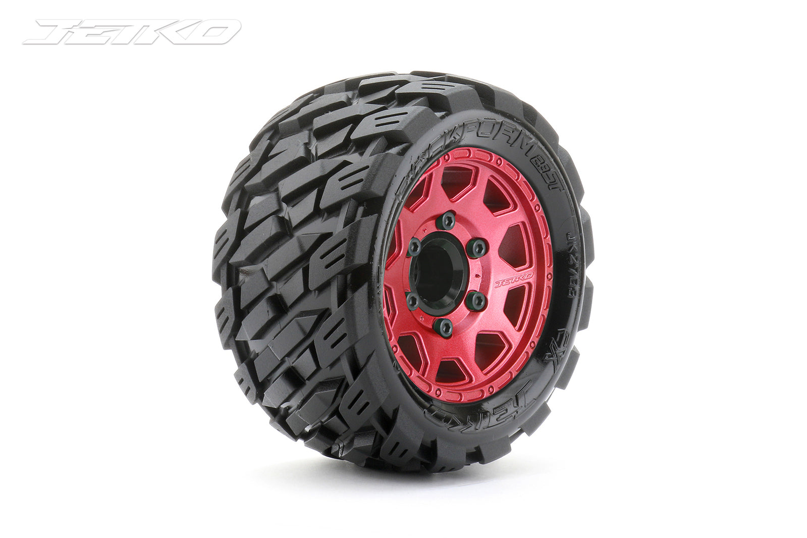 JKO2703CRMSGNB1 Jetko 1/10 ST 2.8 EX-ROCKFORM Tyres (Claw Rim/Metal Red/Medium Soft/12mm 0 o/s) [2703CRMSGNB1] Jetko