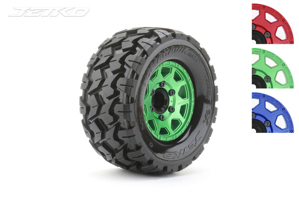 JKO2801CGMSGNB1 Jetko 1/10 MT 2.8 EX-TOMAHAWK Tyres (Claw Rim/Metal Green/Medium Soft/12mm 0 o/s) [2801CGMSGNB1]