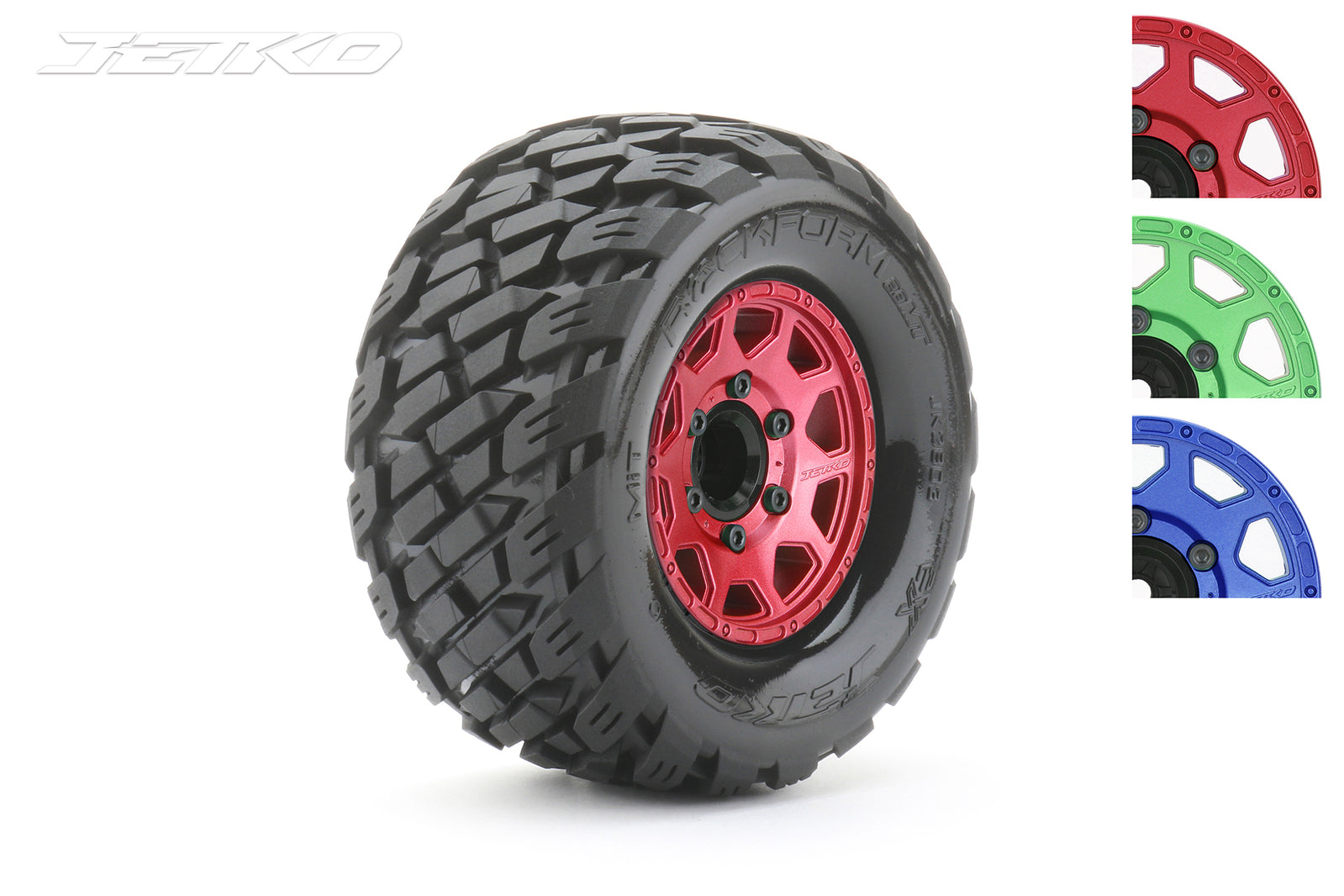 JKO2803CRMSGNB1 Jetko 1/10 MT 2.8 EX-ROCKFORM Tyres (Claw Rim/Metal RED/Medium Soft/12mm 0 o/s) [2803CRMSGNB1] Jetko