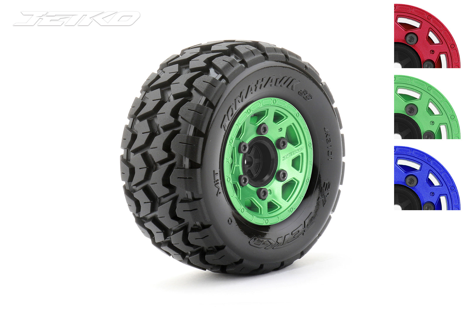 JKO3101CGMSGNB1 Jetko 1/10 SC EX-TOMAHAWK Tyres (Claw Rim/Metal Green/Medium Soft/12mm 0 o/s) [3101CGMSGNB1] Jetko