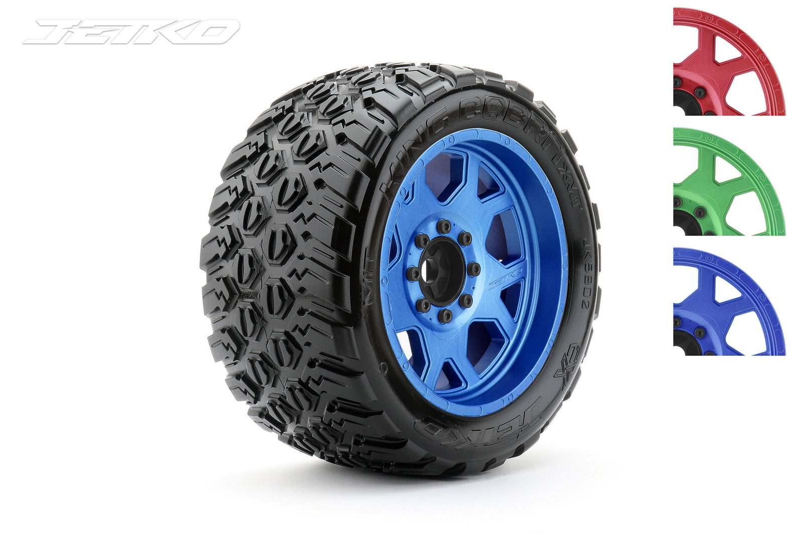 JKO5802CLMSGBB1 Jetko 1/5 XMT EX-KING COBRA Tyres (Claw Rim/Metal Blue/Medium Soft/Belted/24mm) [5802CLMSGBB1] Jetko