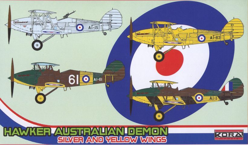 Kora Models 1/72 Hawker Australian Demon Silver and Yellow Wings Plastic Model Kit*Aust Decals*