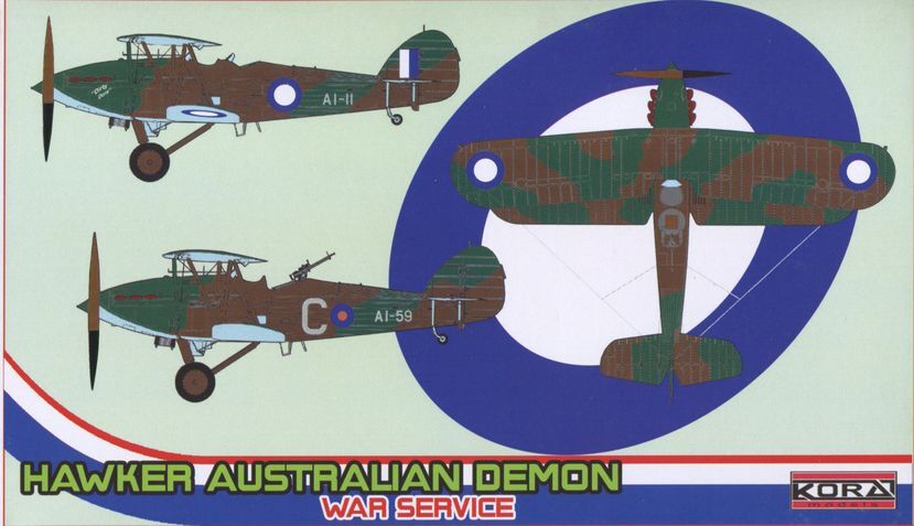 Kora Models 1/72 Hawker Australian Demon War Service Plastic Model Kit*Aust Decals*