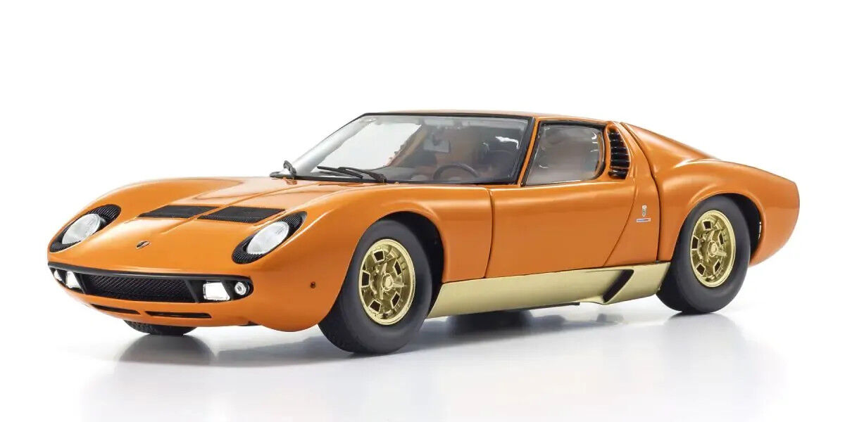 Kyosho 1/18 Lamborghini Miura P400 Orange/Gold (Int. Brown) Diecast Model Car