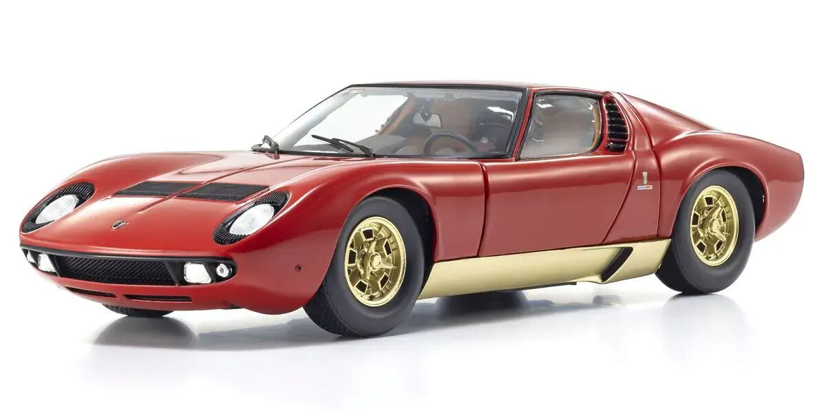 Kyosho 1/18 Lamborghini Miura P400 Red/Gold (Int. Brown) Diecast Model Car