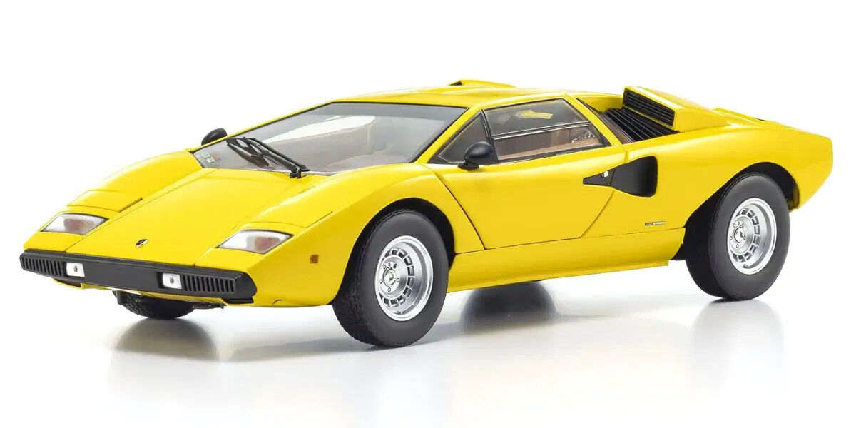 Kyosho 1/18 Lamborghini Countach LP 400 Yellow (Int. Tan) Diecast Model Car