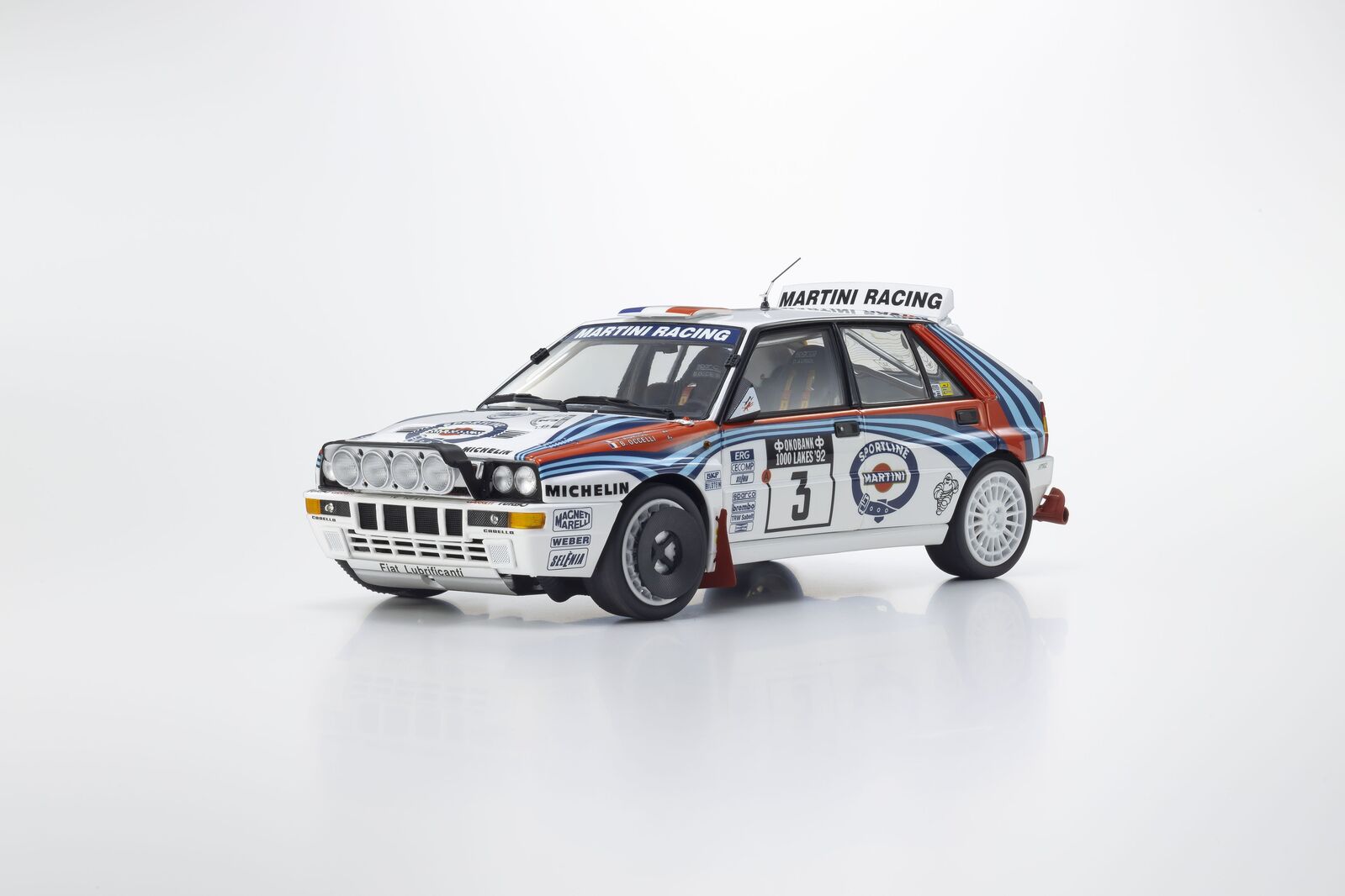 Kyosho 1/18 Lancia Delta Integrale Evo 1992 1000 Lakes Nr.3 D. Auriol/B. Occelli Diecast Model Car