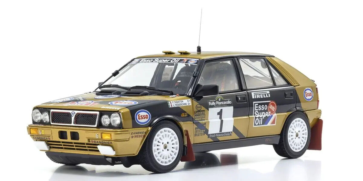 Kyosho 1/18 Lancia Delta HF 4WD 1987 Rally Piancavallo Grifone Esso Nr. 1 Diecast Model Car