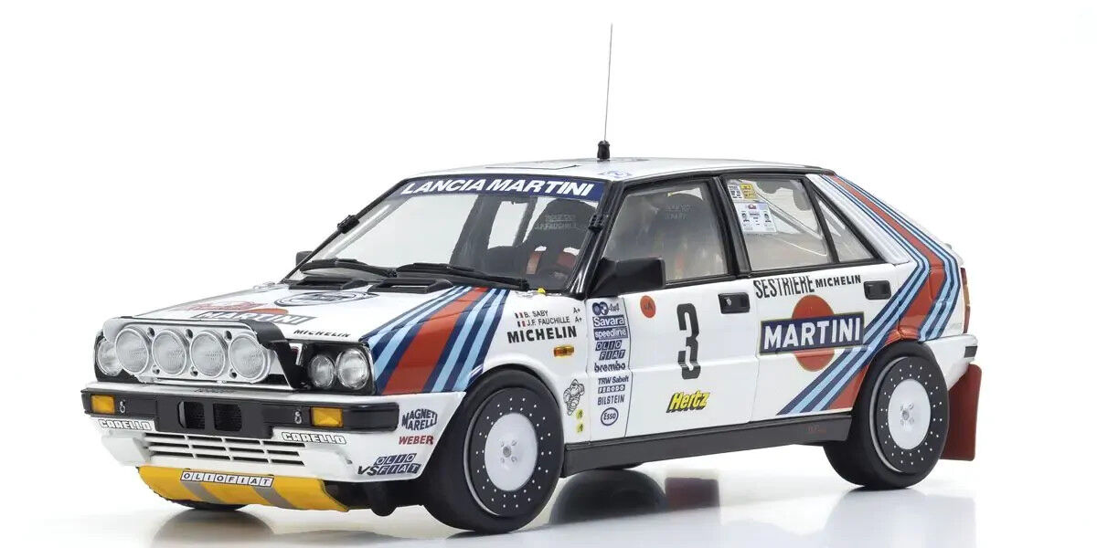 Kyosho 1/18 Lancia Delta HF 4WD 1988 Rallye Monte Carlo LANCIA MARTINI Nr.3 Diecast Model Car