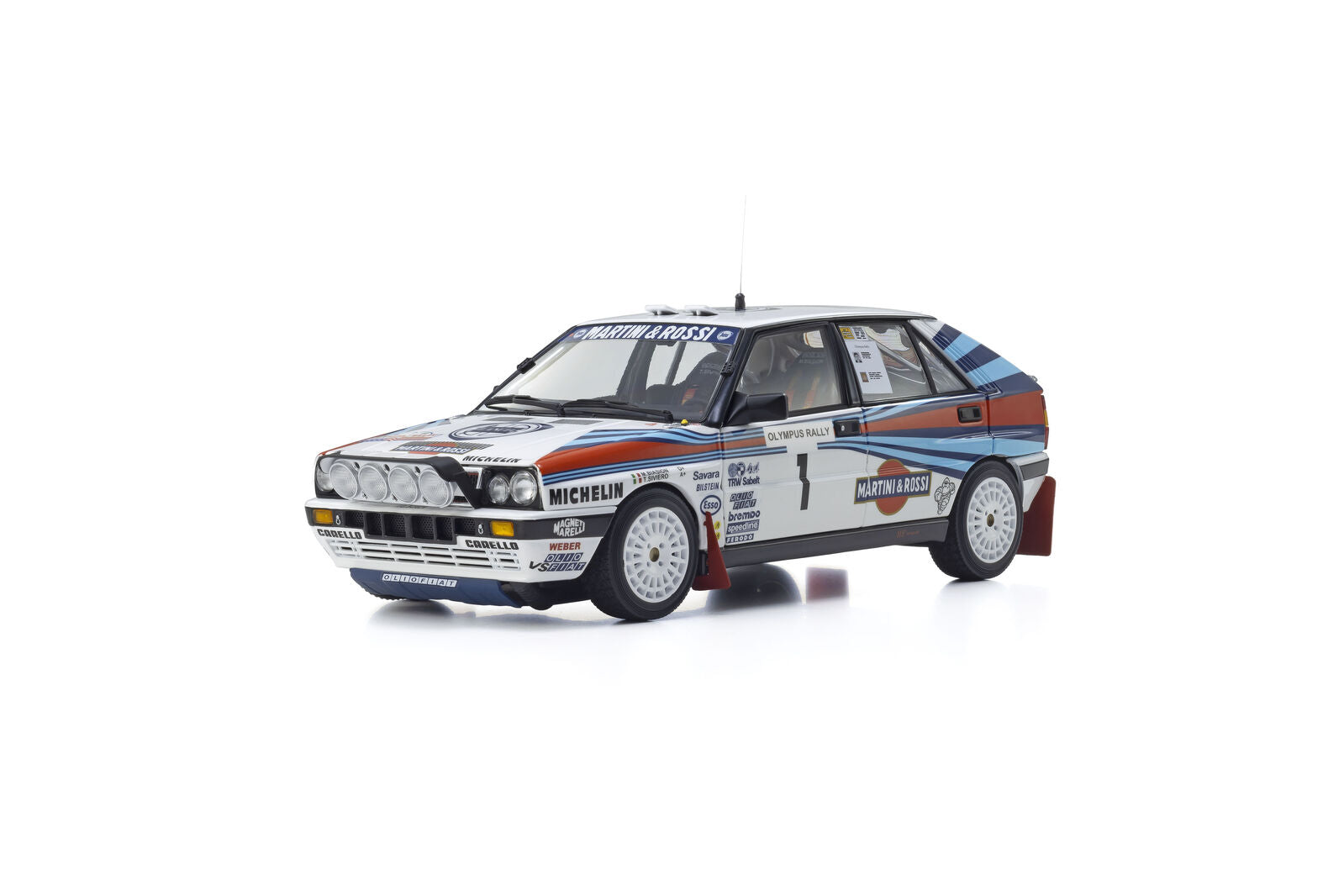 Kyosho 1/18 Lancia Delta HF Integrale (8V) 1988 Olympus #1 M. Biasion T. Siviero Diecast Model Car