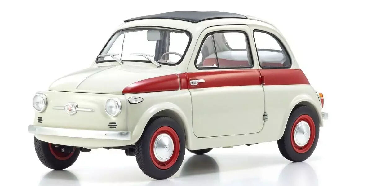 Kyosho Original 1/18 Fiat Nuova 500 Sport Light Gray/Red Line Diecast Model Car