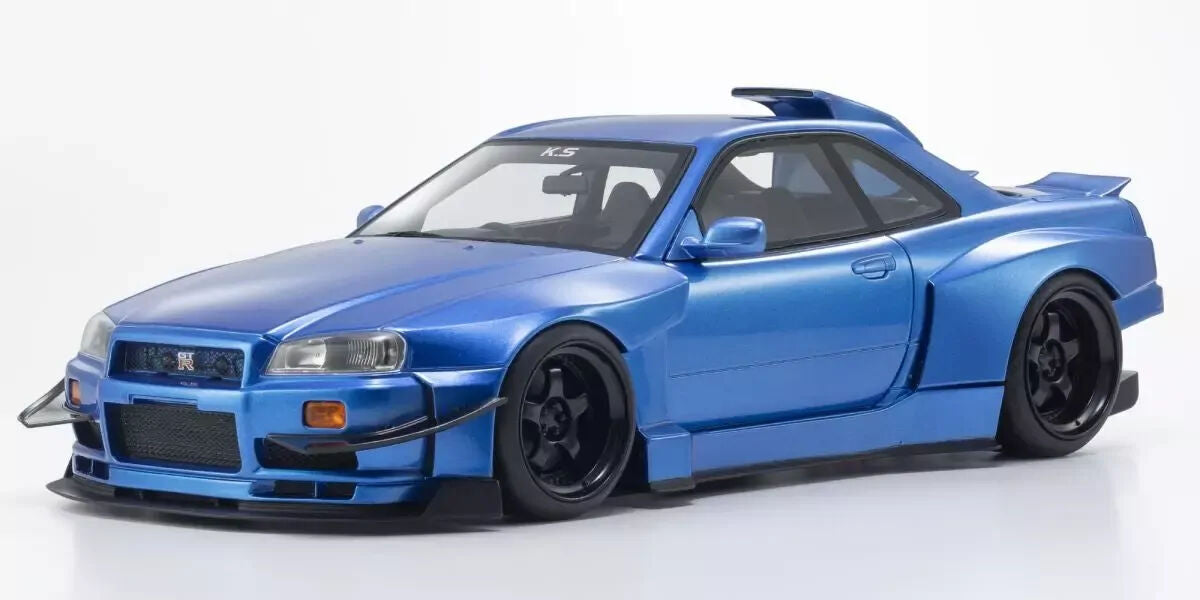 Kyosho Samurai 1/18 Nissan Skyline GT-R (R34) Khyzyl Saleem (Blue) Resin Model Car