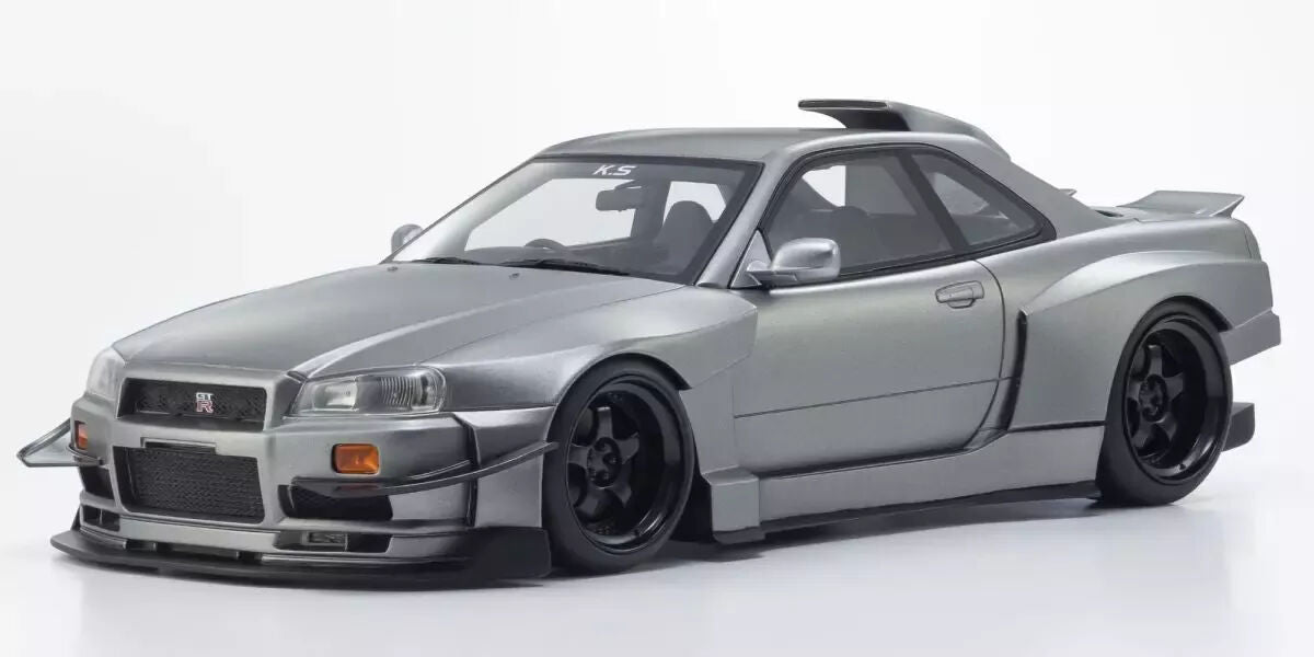 Kyosho Samurai 1/18 Nissan Skyline GT-R (R34) Khyzyl Saleem (Matte Gray) Resin Model Car