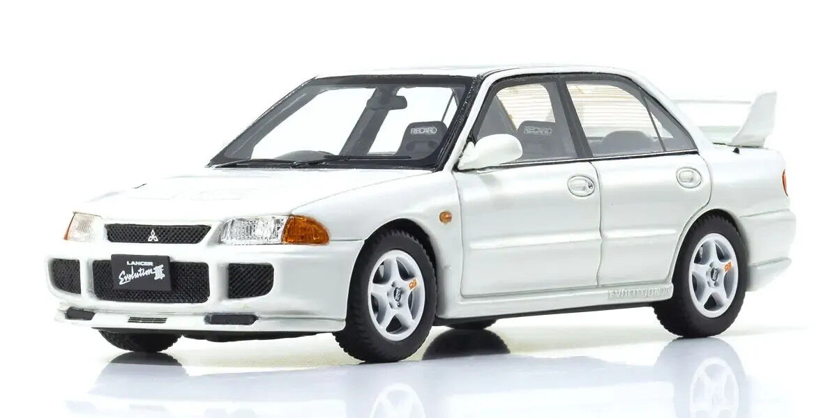 Kyosho 1/43 Mitsubishi Lancer Evolution III White Resin Model Car