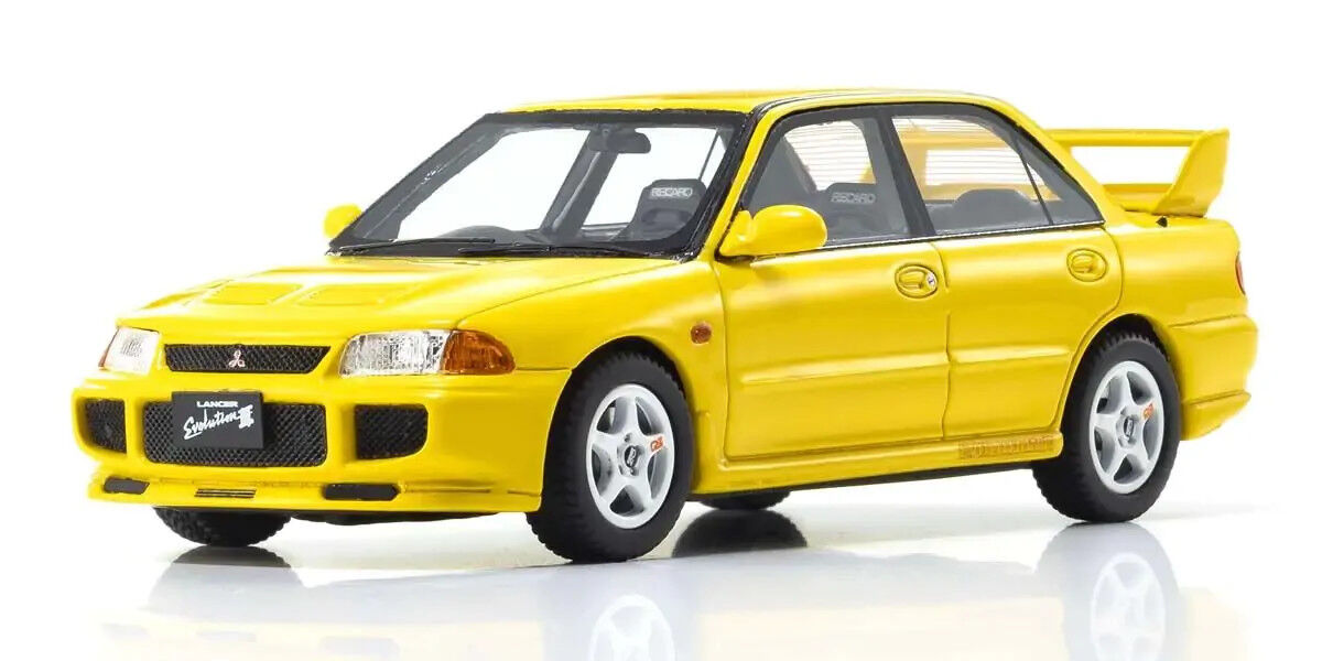 Kyosho 1/43 Mitsubishi Lancer Evolution III Yellow Resin Model Car